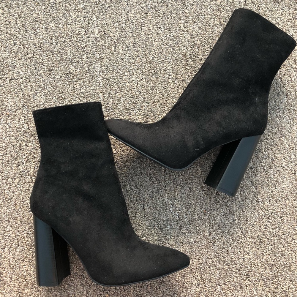Boohoo toe sock ankle boots.